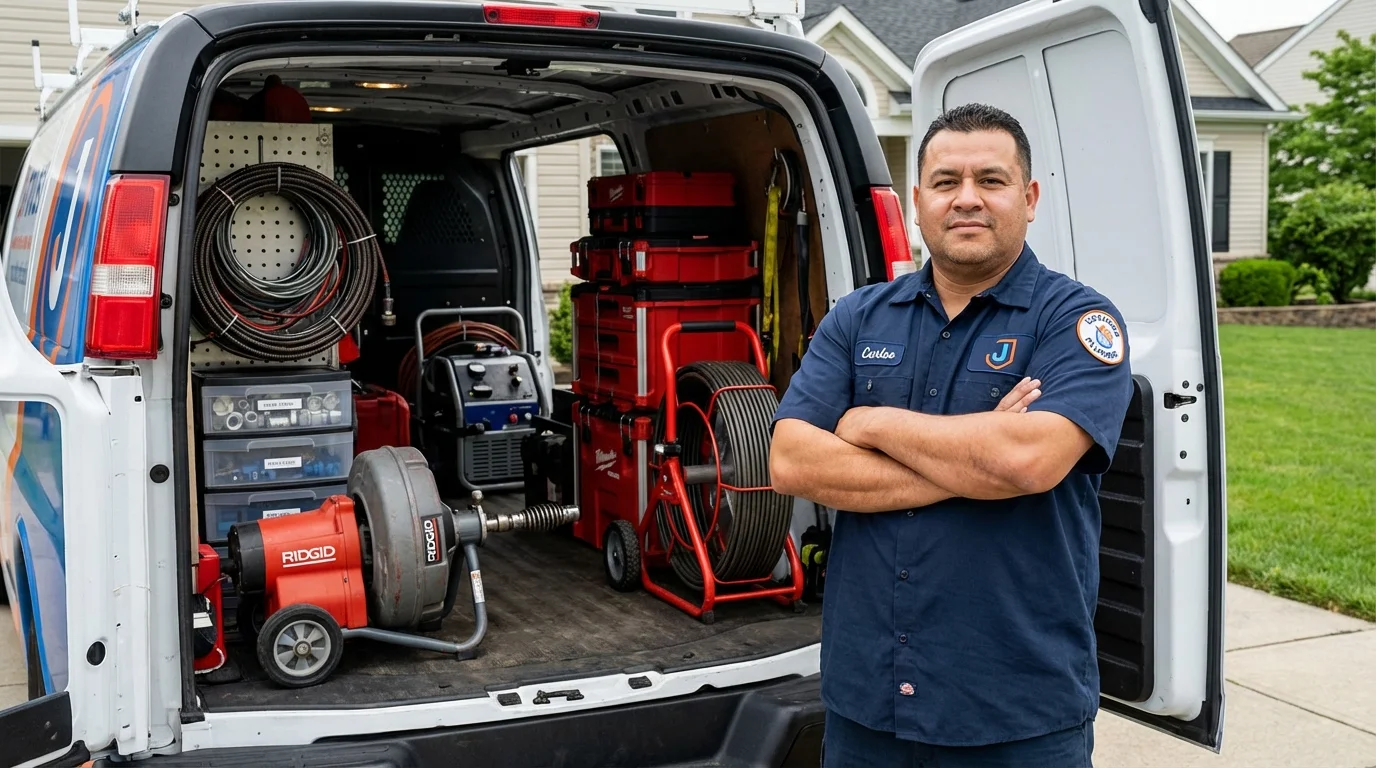 Professional drain cleaning equipment and Johns Plumbing LLC plumber in White Cloud