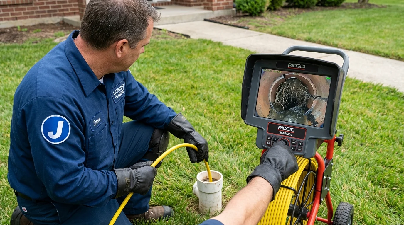Sewer camera inspection being performed by Johns Plumbing LLC in White Cloud